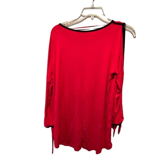 Cable & Gauge Blouse Top Women Size M Red Slit Sleeve Crew Neck Viscouse Outdoor - Picture 2 of 6